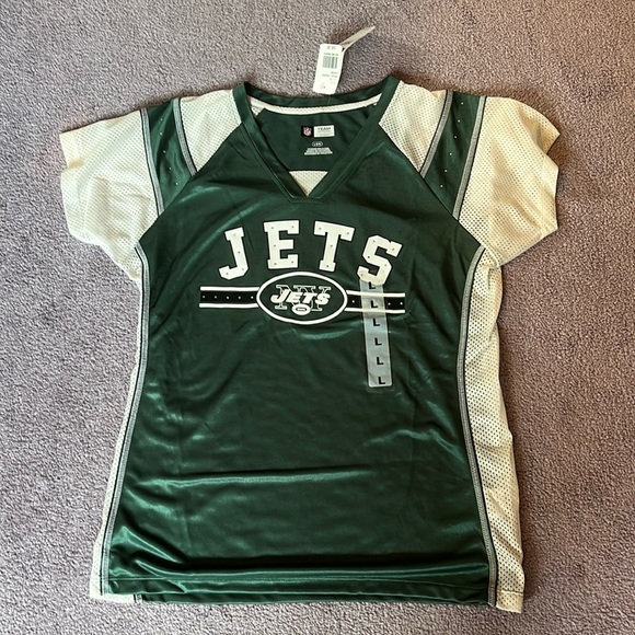 Jets NFL Women’s Football Jersey w/Rhinestone Detail Size Large NWT - Picture 1 of 6